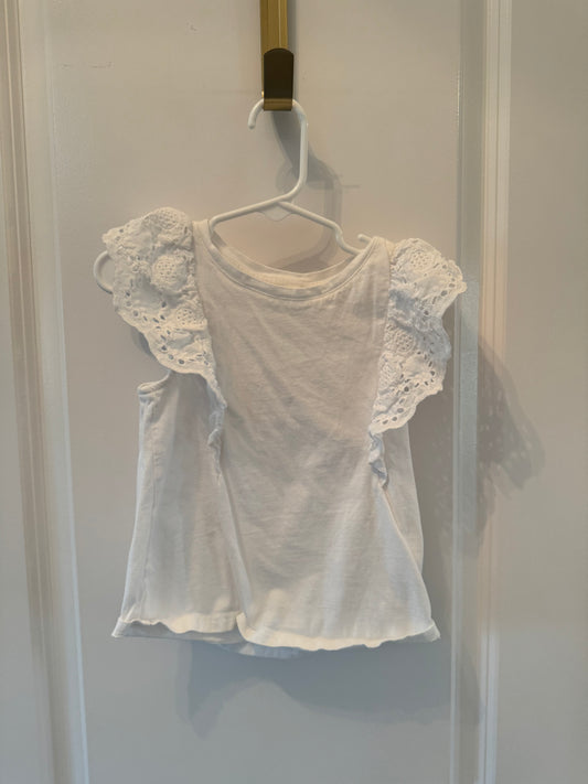 H&M Ruffle Top Toddler Girl Size 3-4T Solid White