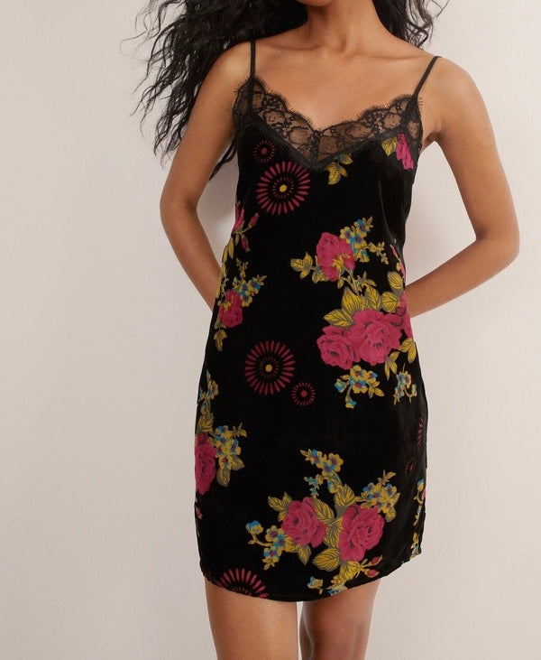 Nasty Gal Floral Slip Dress Size 0 Black NWT
