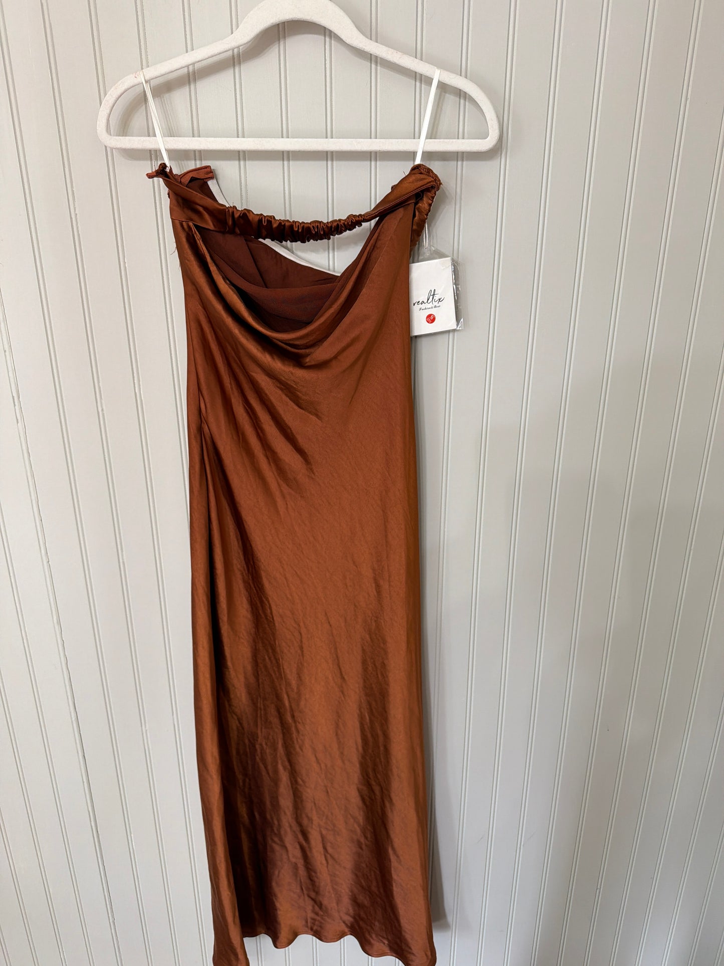 Strapless Satin Dress Women’s Small Brown NWT