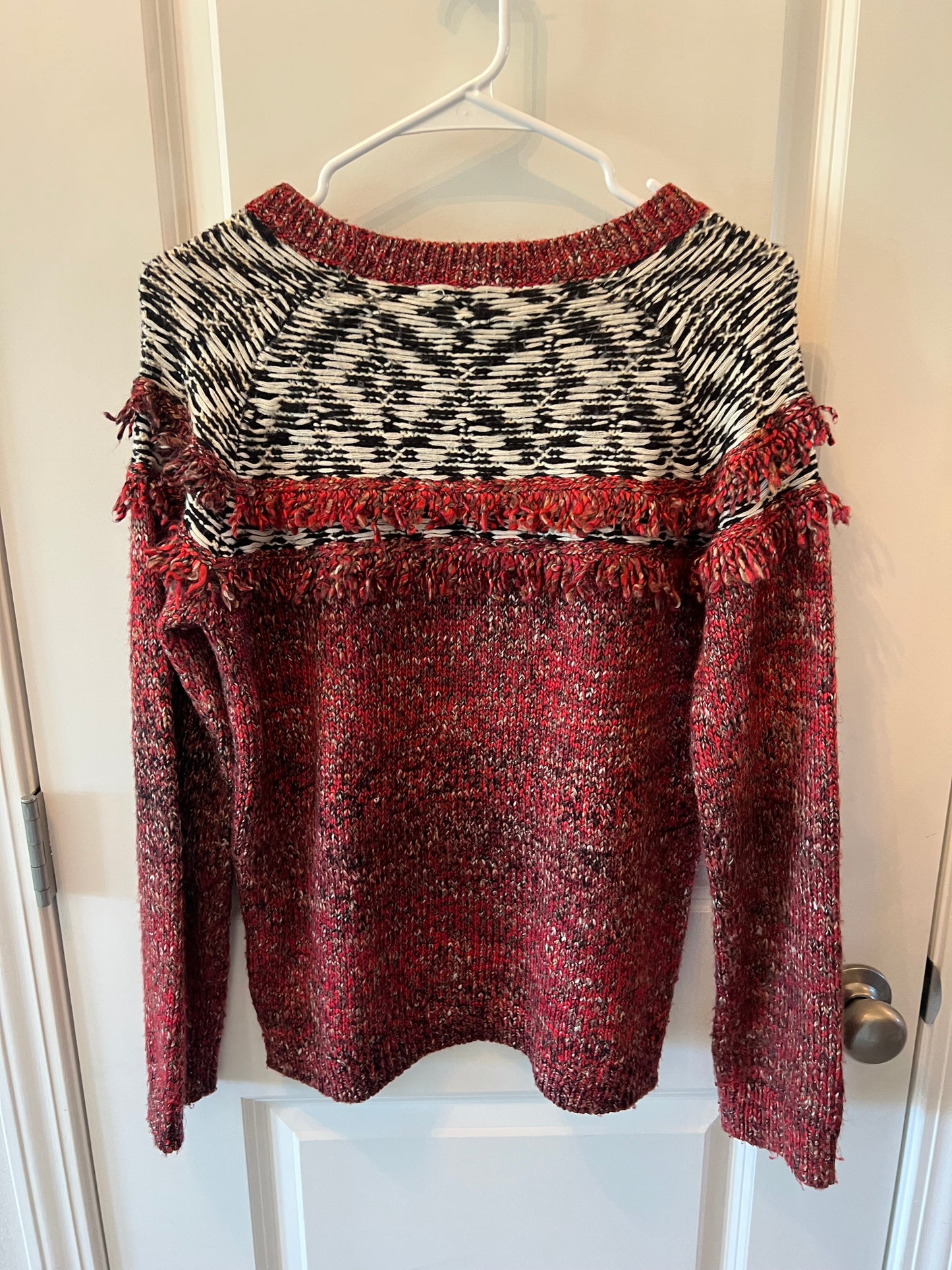 Sanctuary Chunky Fringe Sweater Women’s Size Small Burgundy