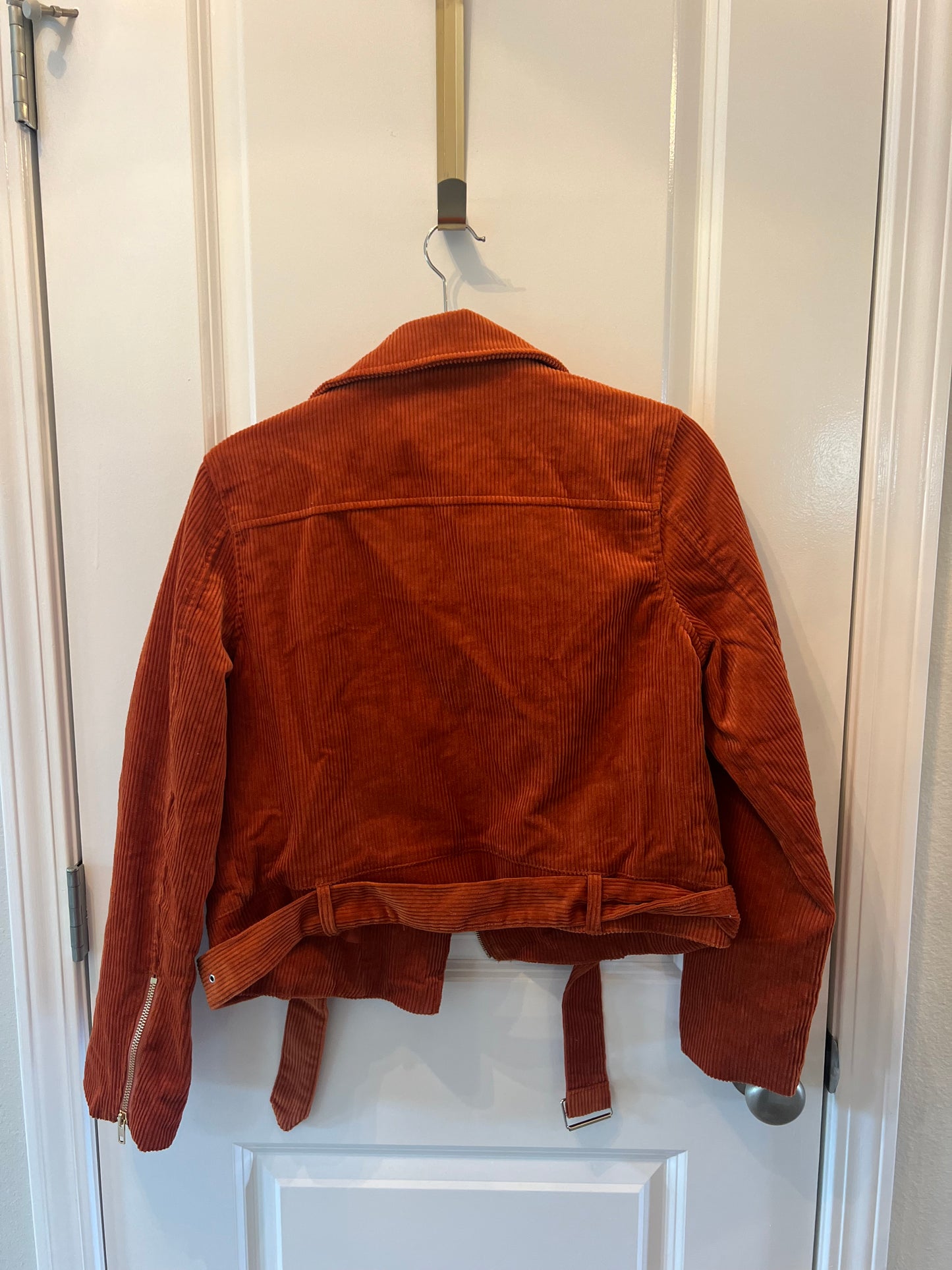 Corduroy Moto Jacket Size Women’s Size Medium Rust Orange