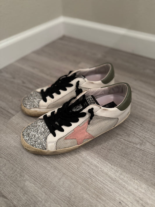 Golden Goose Superstar Sneakers w Glitter Women’s 38 (8) White