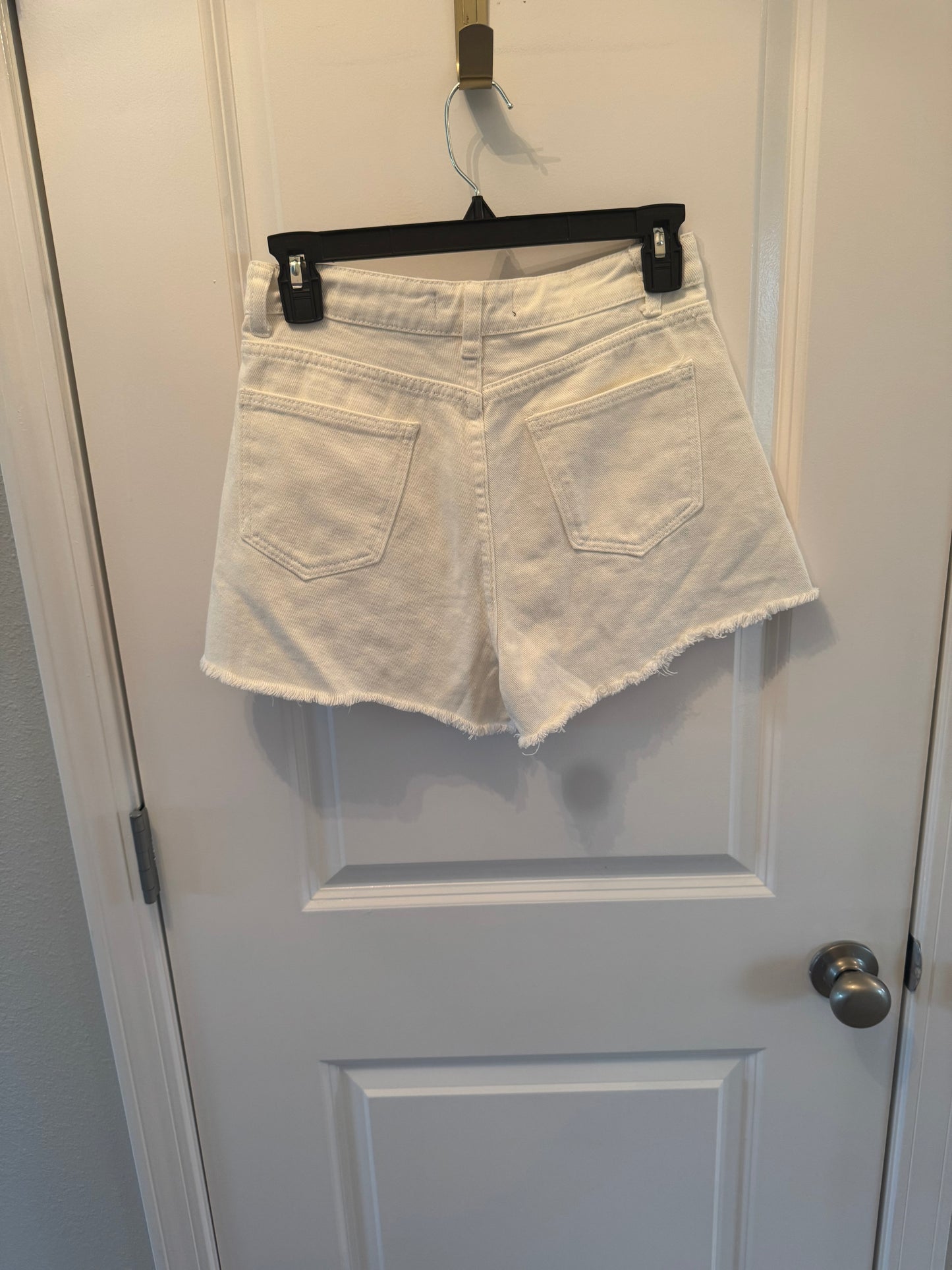 Rhinestone Fringe Denim Shorts Women’s Small White