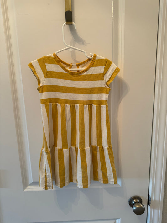Little Co Stripe Dress Toddler Girl Size 3T Mustard