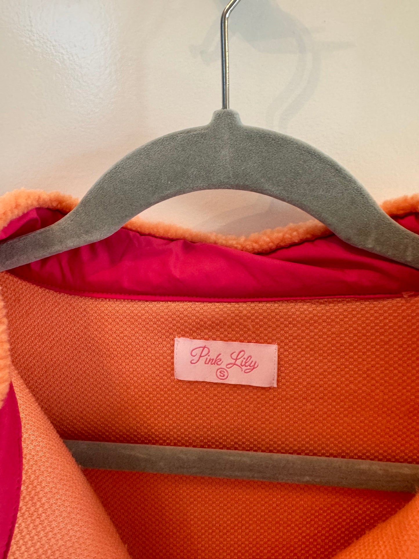 Pink Lily Sherpa Pullover Women’s Small Tangerine Orange