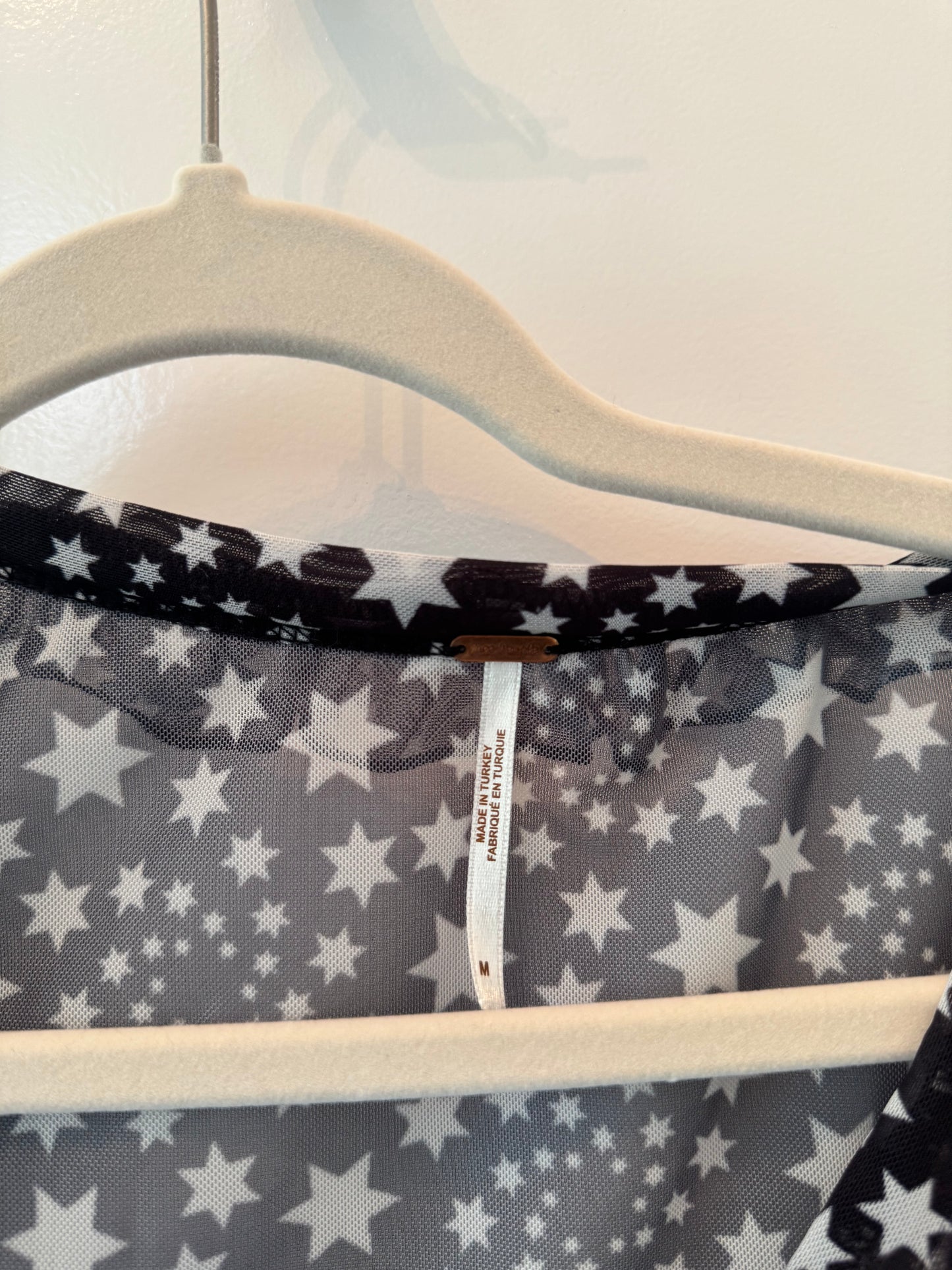 Free People Star Print Top Women’s Medium Black