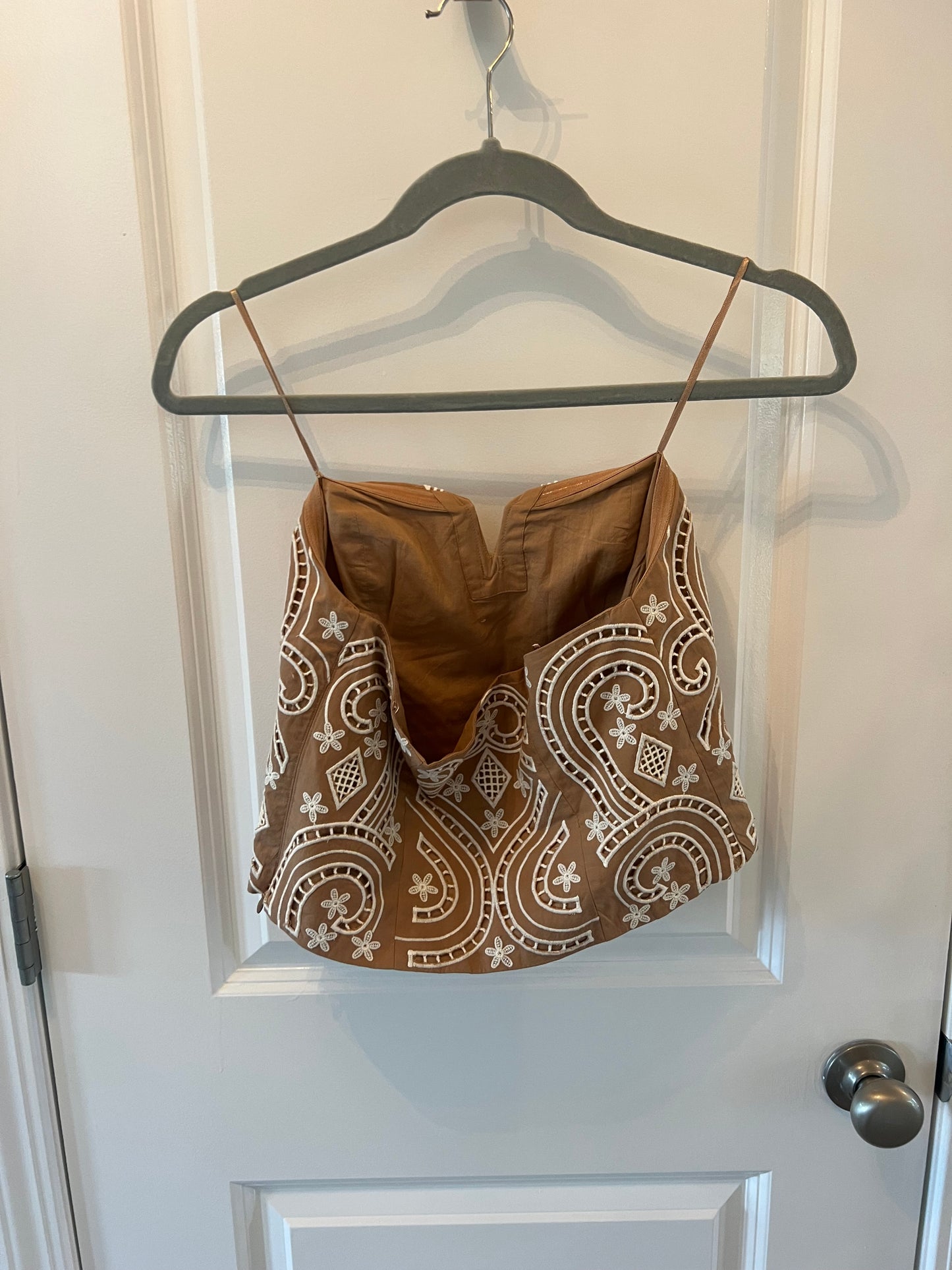 Express Western Embroidered Tube Top Women’s Size Small Tan