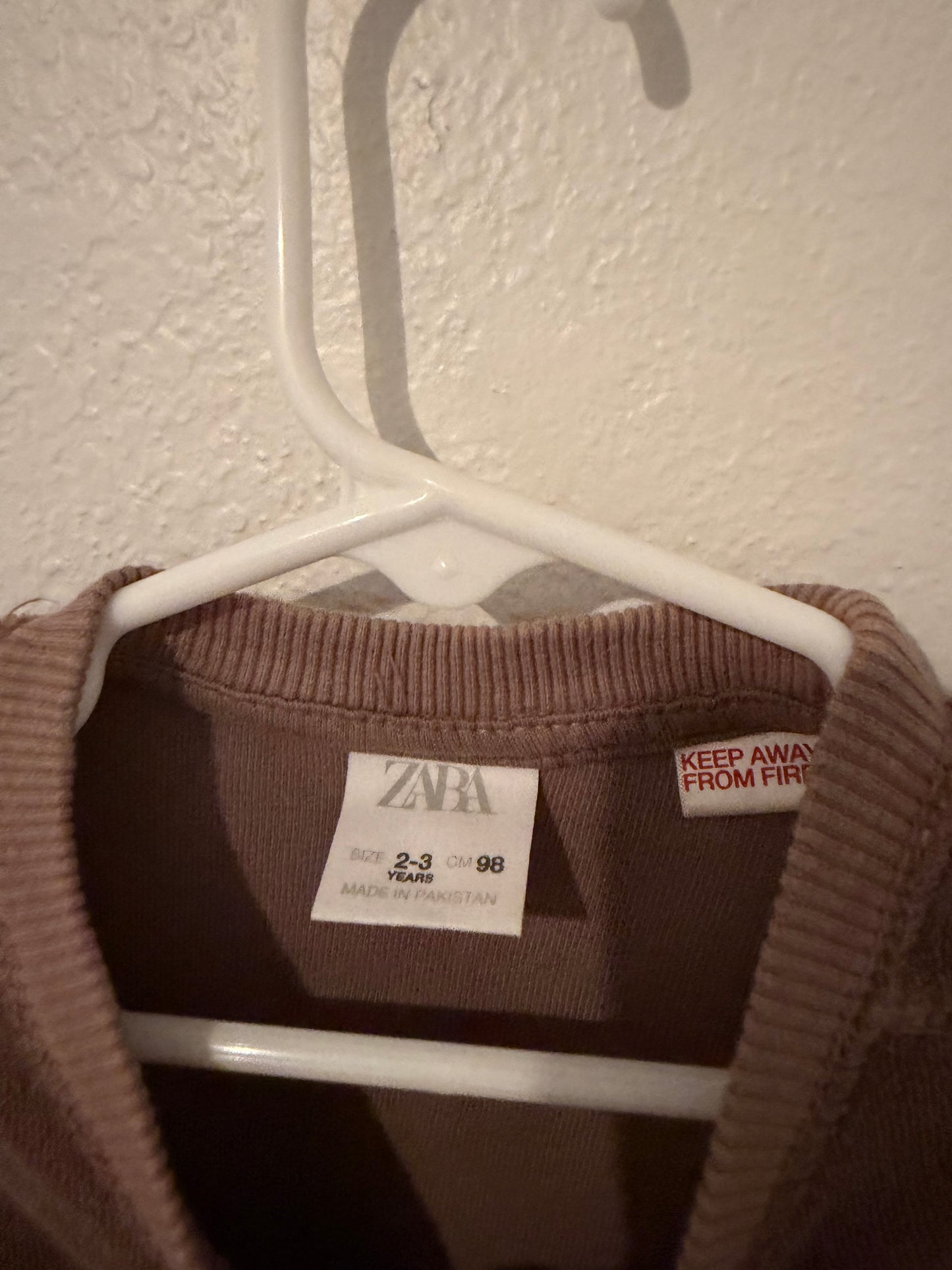 Zara Velour Top Toddler Size 2-3 Years Brown
