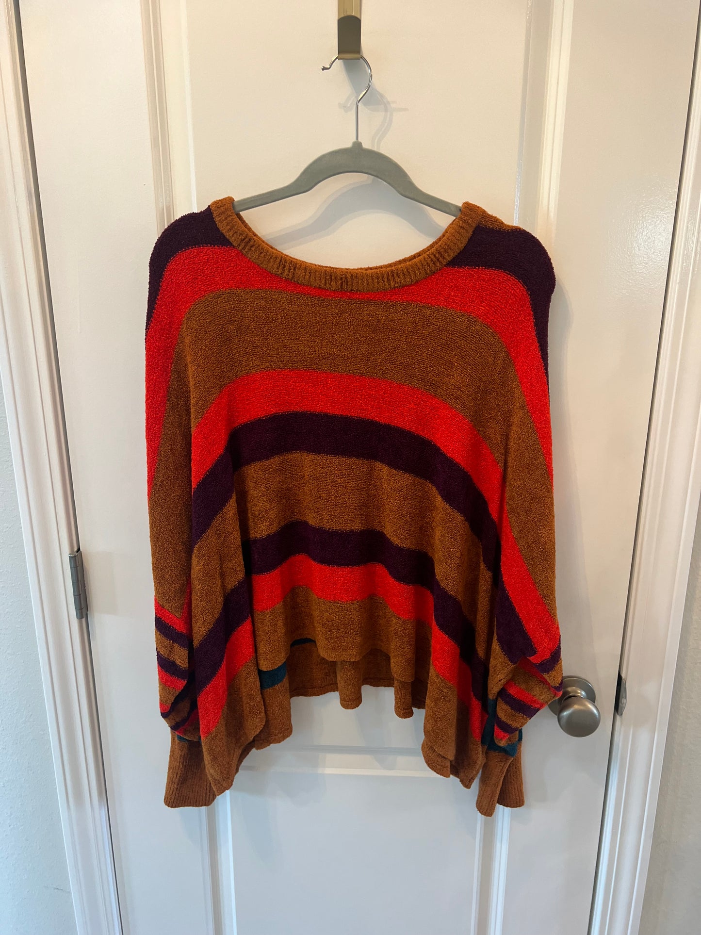 Free People All About You Stripe Chenille Sweater Women’s Size Medium Red