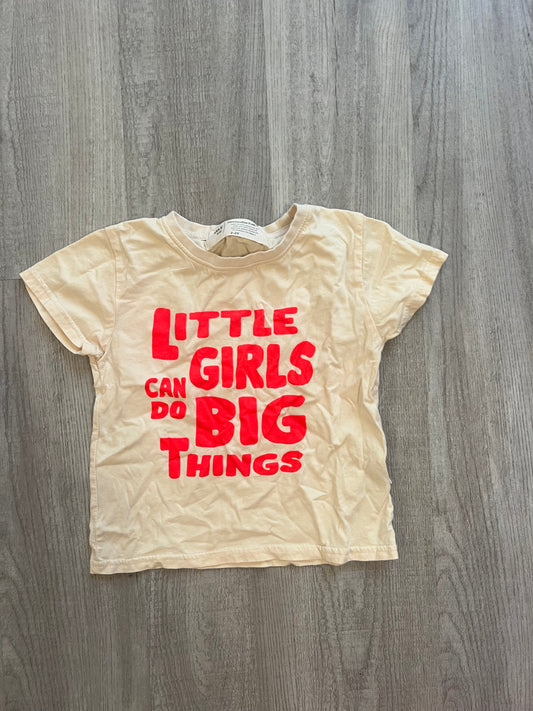 Toddler Girl Short Sleeve Graphic Tee Size 2-3 Years Cream
