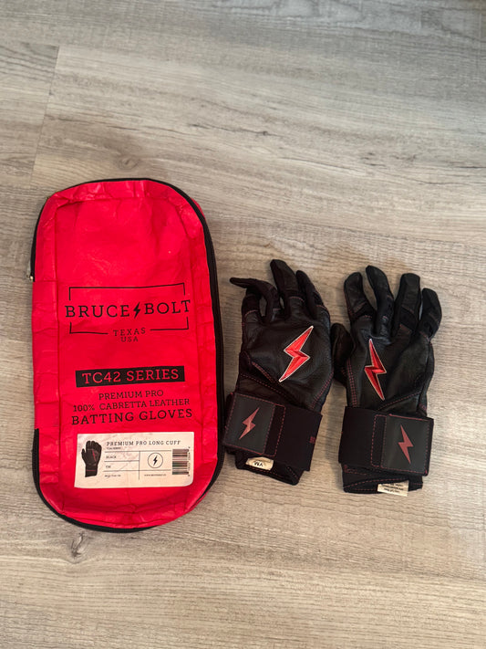 Bruce Bolt TC42 Series Premium Pro Long Cuff Batting Gloves Size Youth Medium