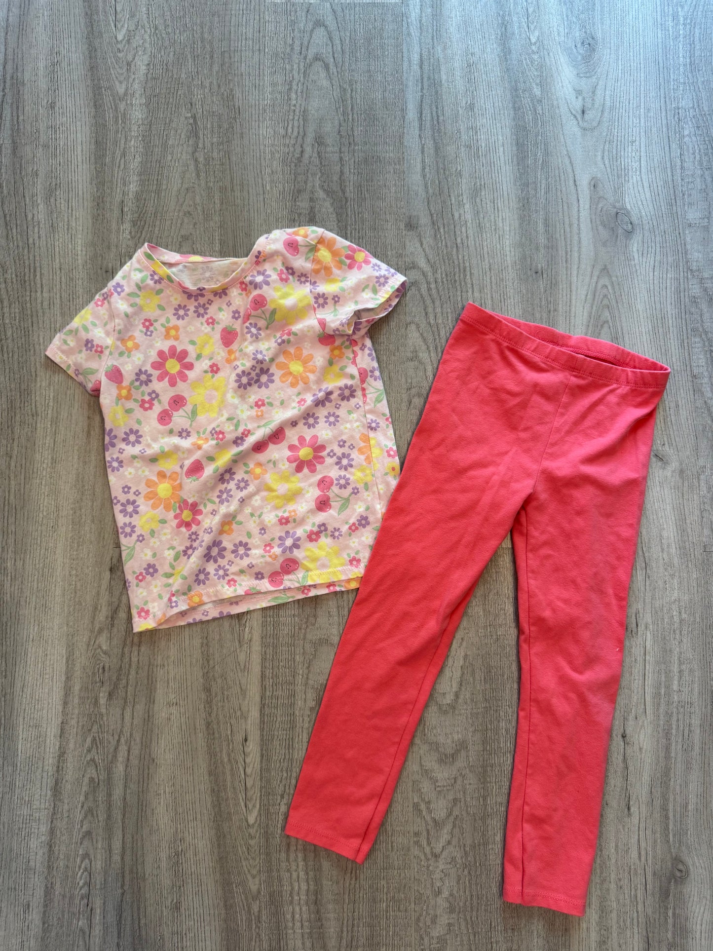 Pink flower legging set Toddler Size 4