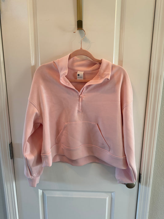 All in Motion Half Zip Pullover w Kanga Pocket Women’s Size Medium Blush Pink