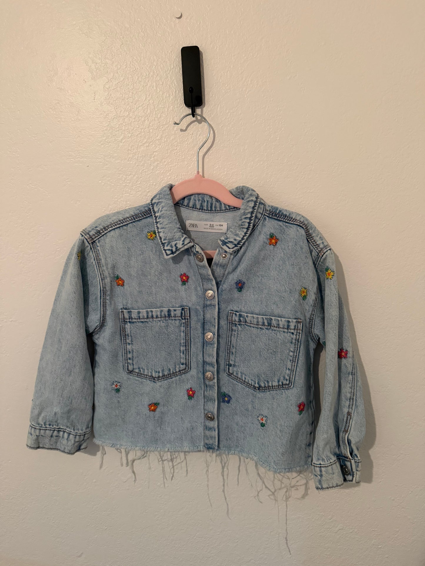 Zara Floral Denim Shirt Size 3/4 Years