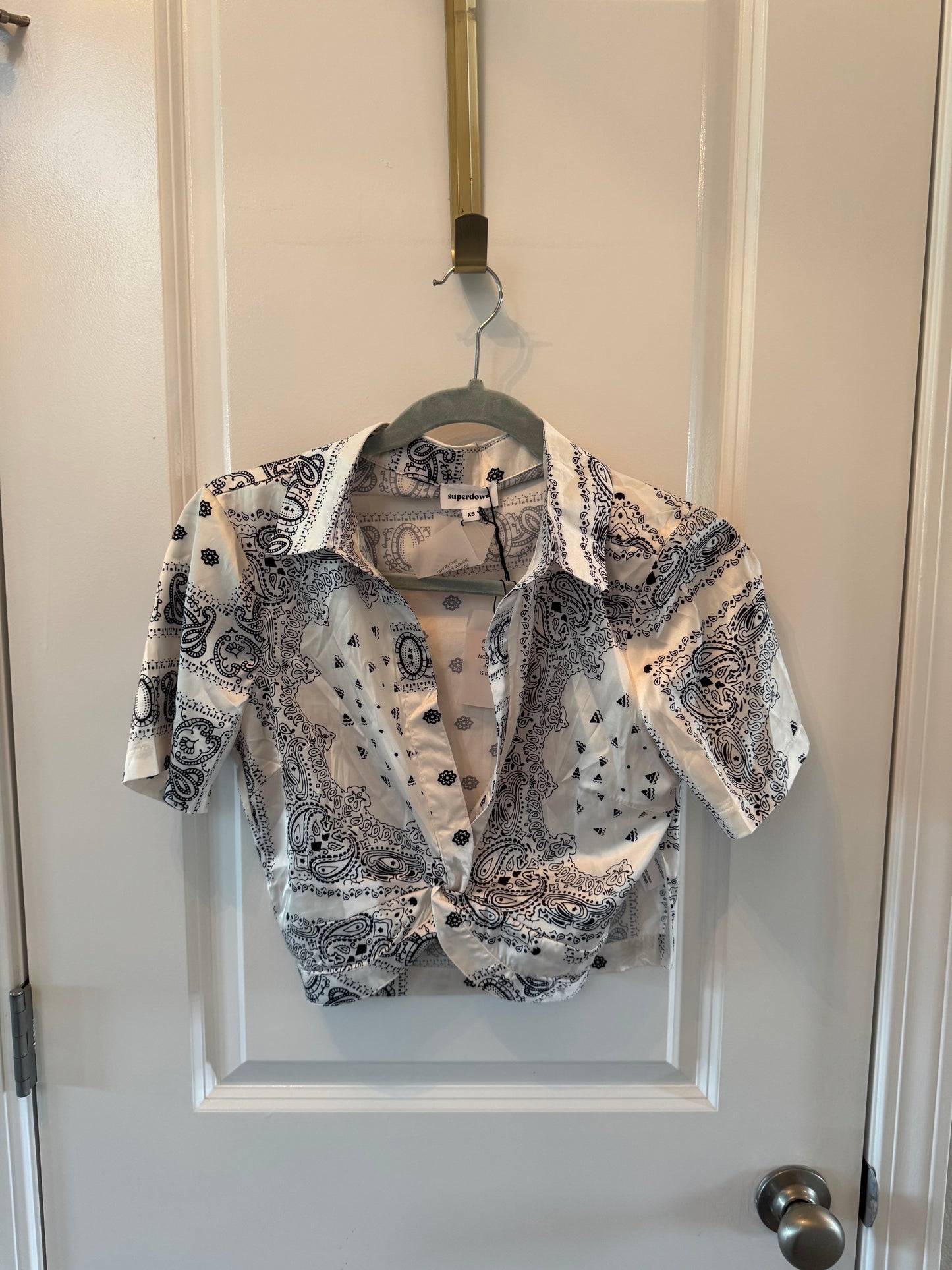 Revolve Superdown Jenela Satin Shirt Women’s XS NWT White