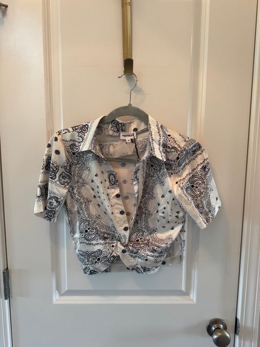 Revolve Superdown Jenela Satin Shirt Women’s XS NWT White