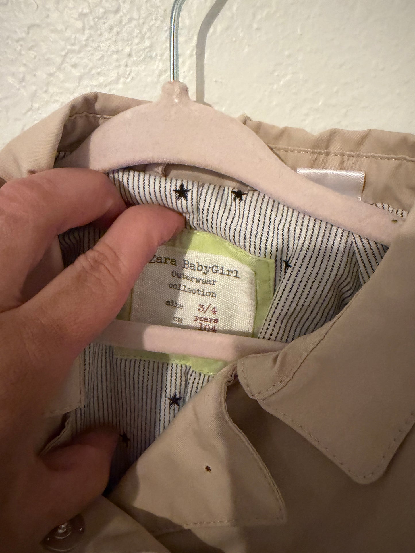 Zara Trench Coat Toddler Size 3-4 Years Khaki