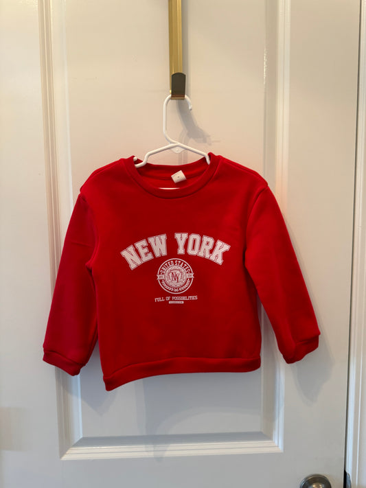 New York Graphic Sweatshirt Toddler Size 2-3 Years Red