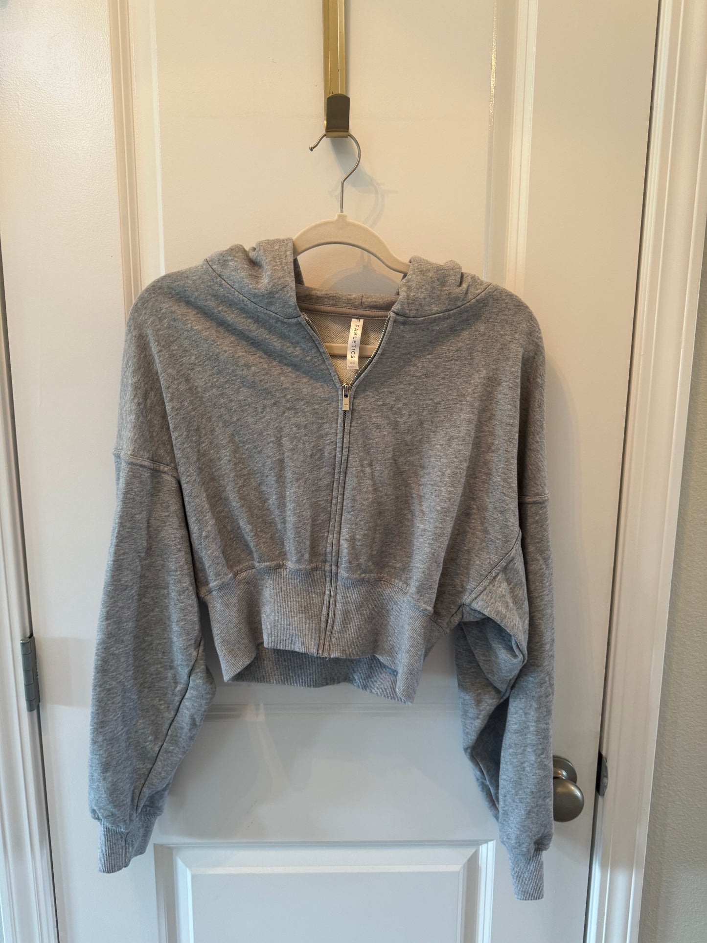 Fabletics Cropped Hooded Jacket Women’s XS Heather Gray