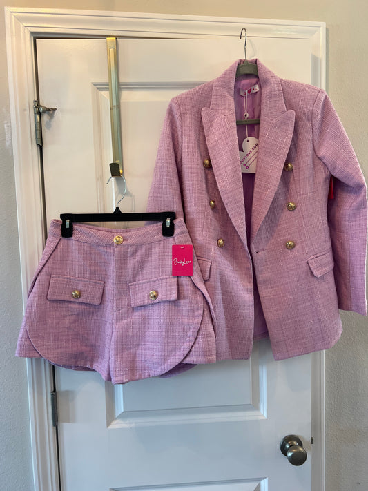 Buddy Love Tucker Tweed Blazer Matching Set Women’s Size XS Lavender