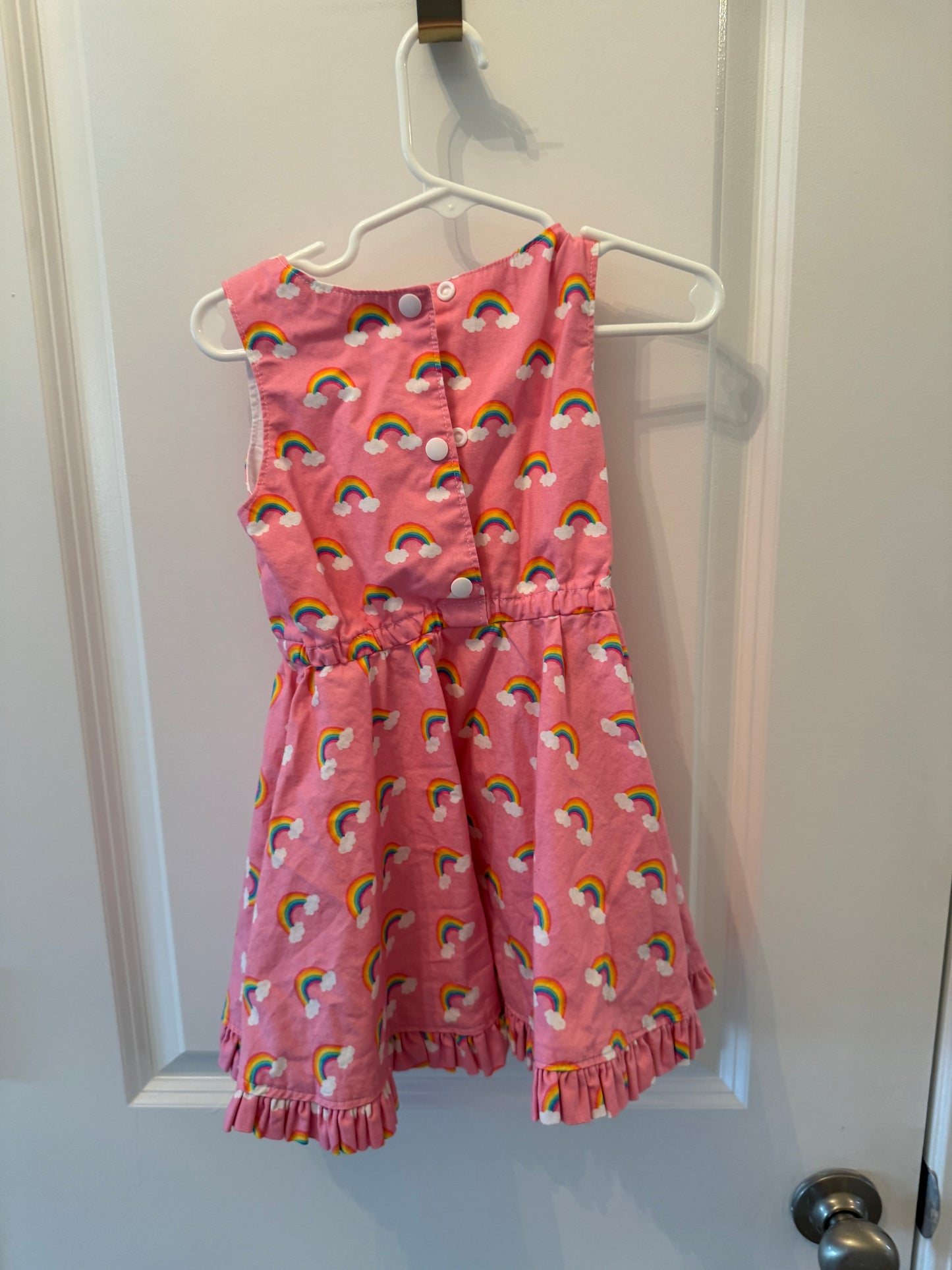 Rainbow Print Sleeveless Dress Toddler Girl Size 2-3 Years Pink