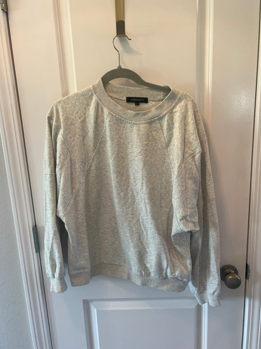 Merokeety Long Sleeve Crewneck Crop Sweatshirt Women’s Size Large Gray