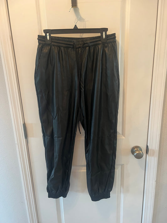 A New Day Faux Leather Drawstring Joggers Women’s Size Medium Black