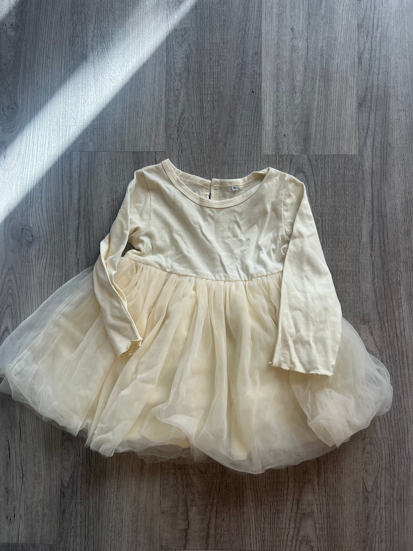 Long Sleeve Tutu Dress Baby Girl Size 18-24M Cream