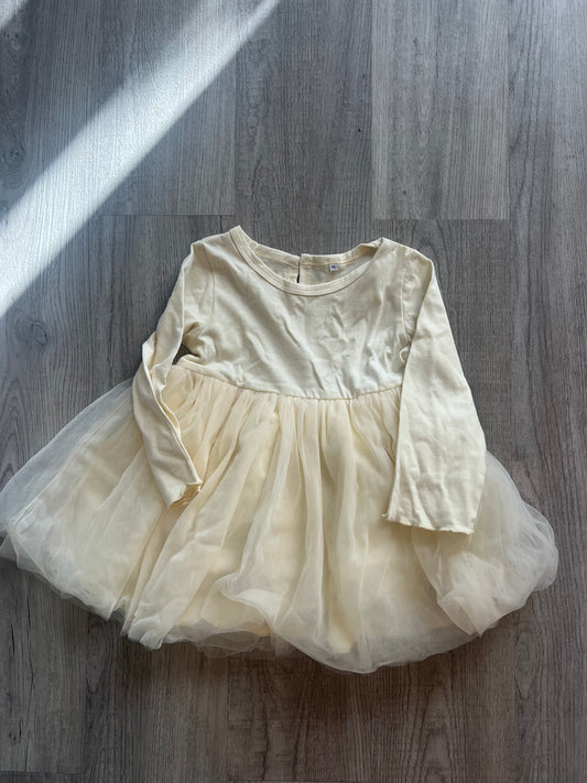 Long Sleeve Tutu Dress Baby Girl Size 18-24M Cream