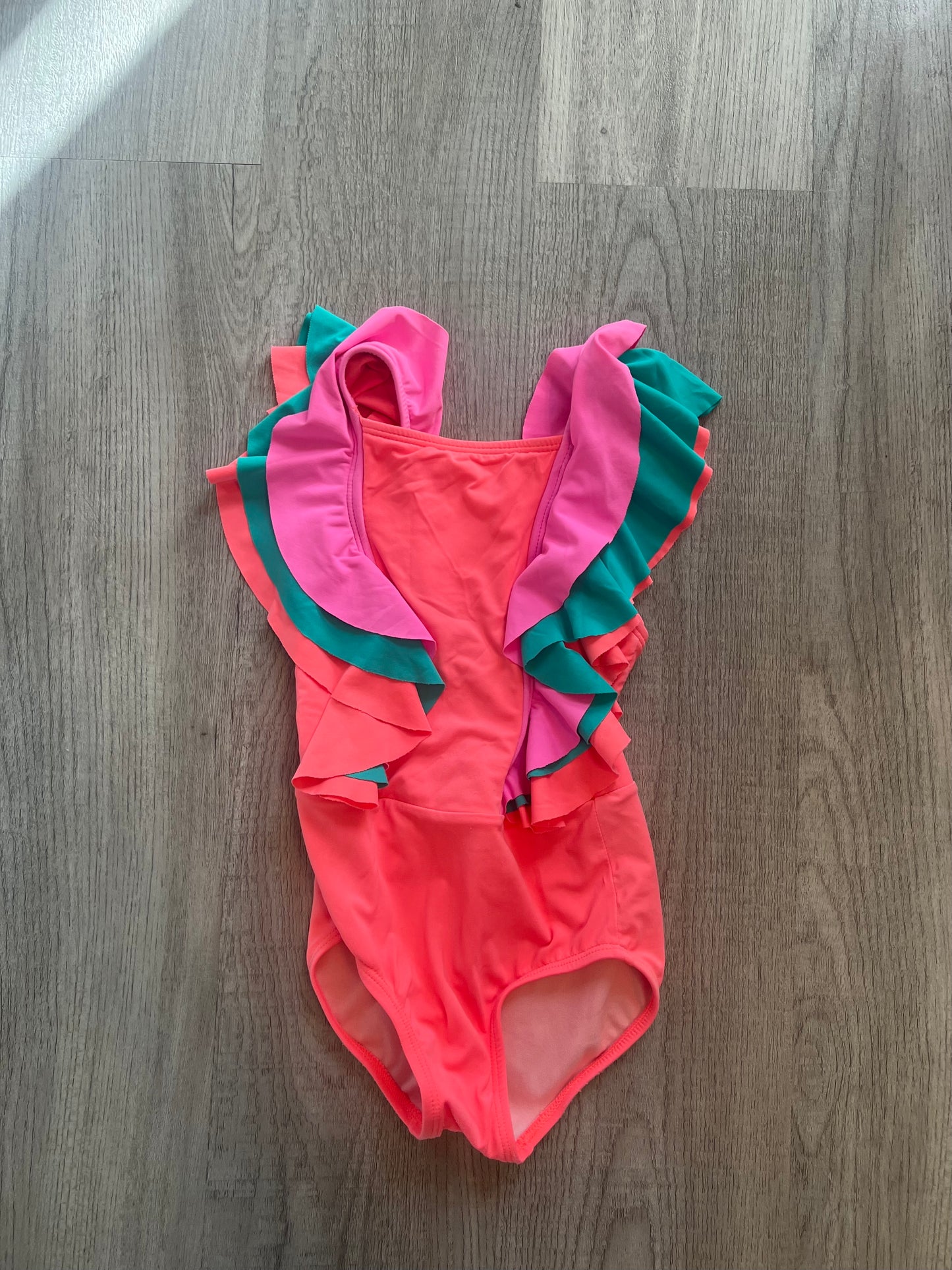 Beach Lingo Ruffle One Piece Swimsuit Toddler Girl Size 2T Neon Pink