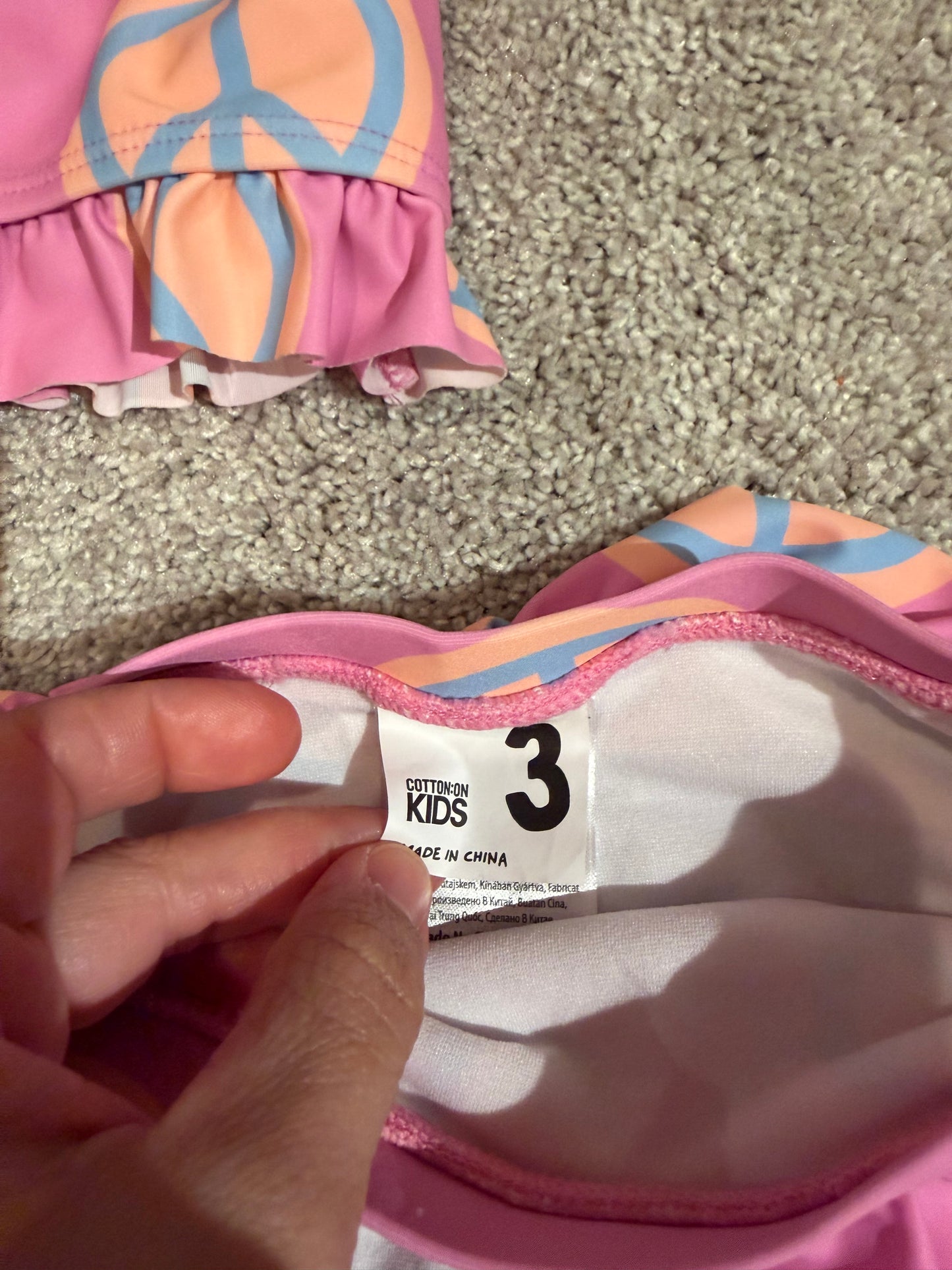 Peace Sign Swimsuit Toddler Size 3T Pink