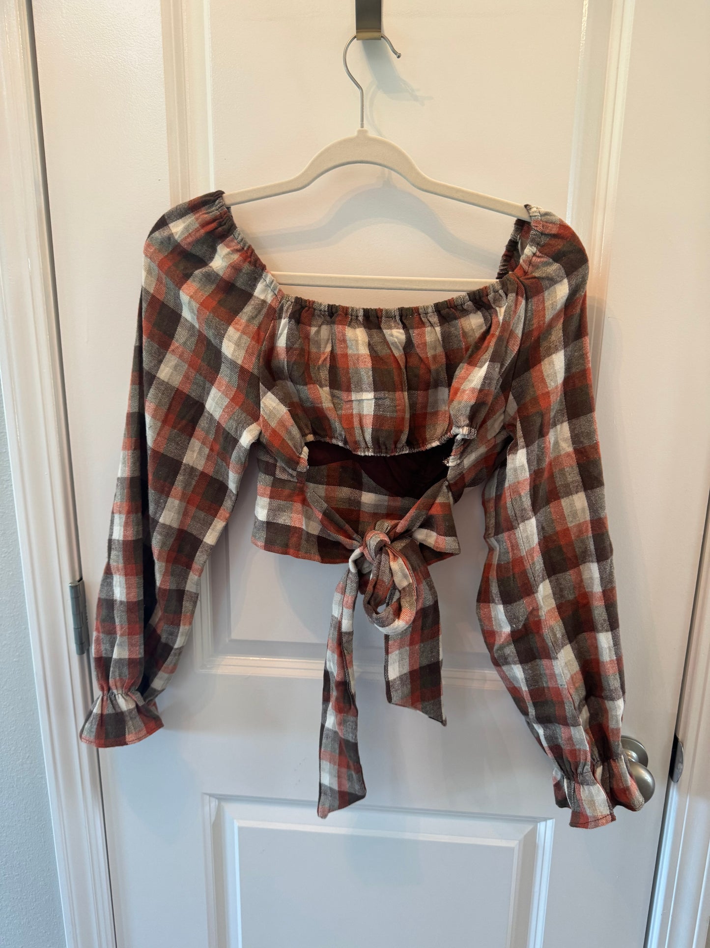 Pink Lily Plaid Cropped Top Women’s Small