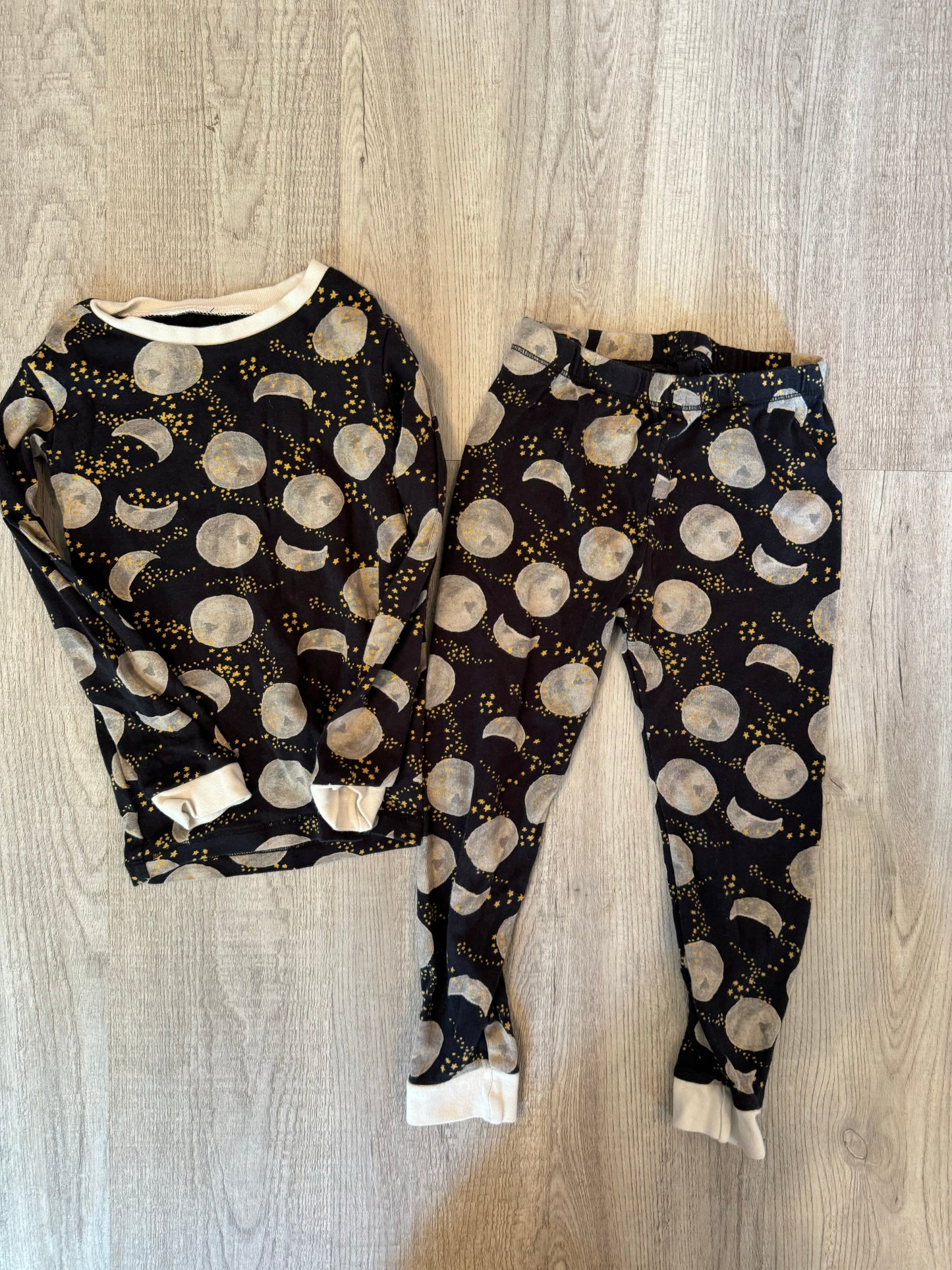 Burt’s Bees Moon Print Pajamas Matching Set Toddler Size 4T Black