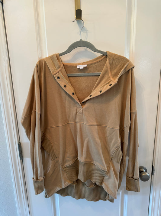 Bucket List Oversized Tan Hoodie Size Small