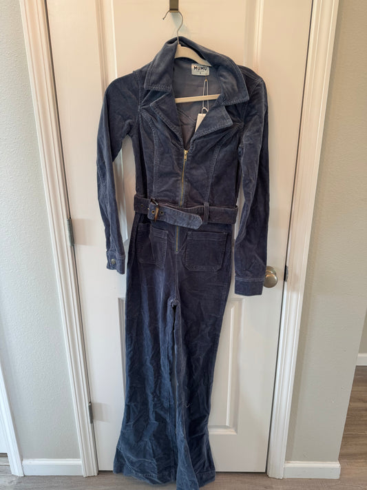Show Me Your Mumu LeeAnn Corduroy Jumpsuit Women’s Small Cool Blue NWT