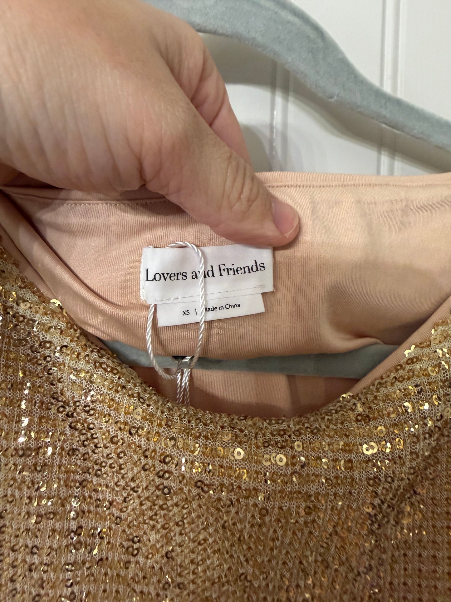 Lovers + Friends Sequin Matching Set Women’s XS Gold