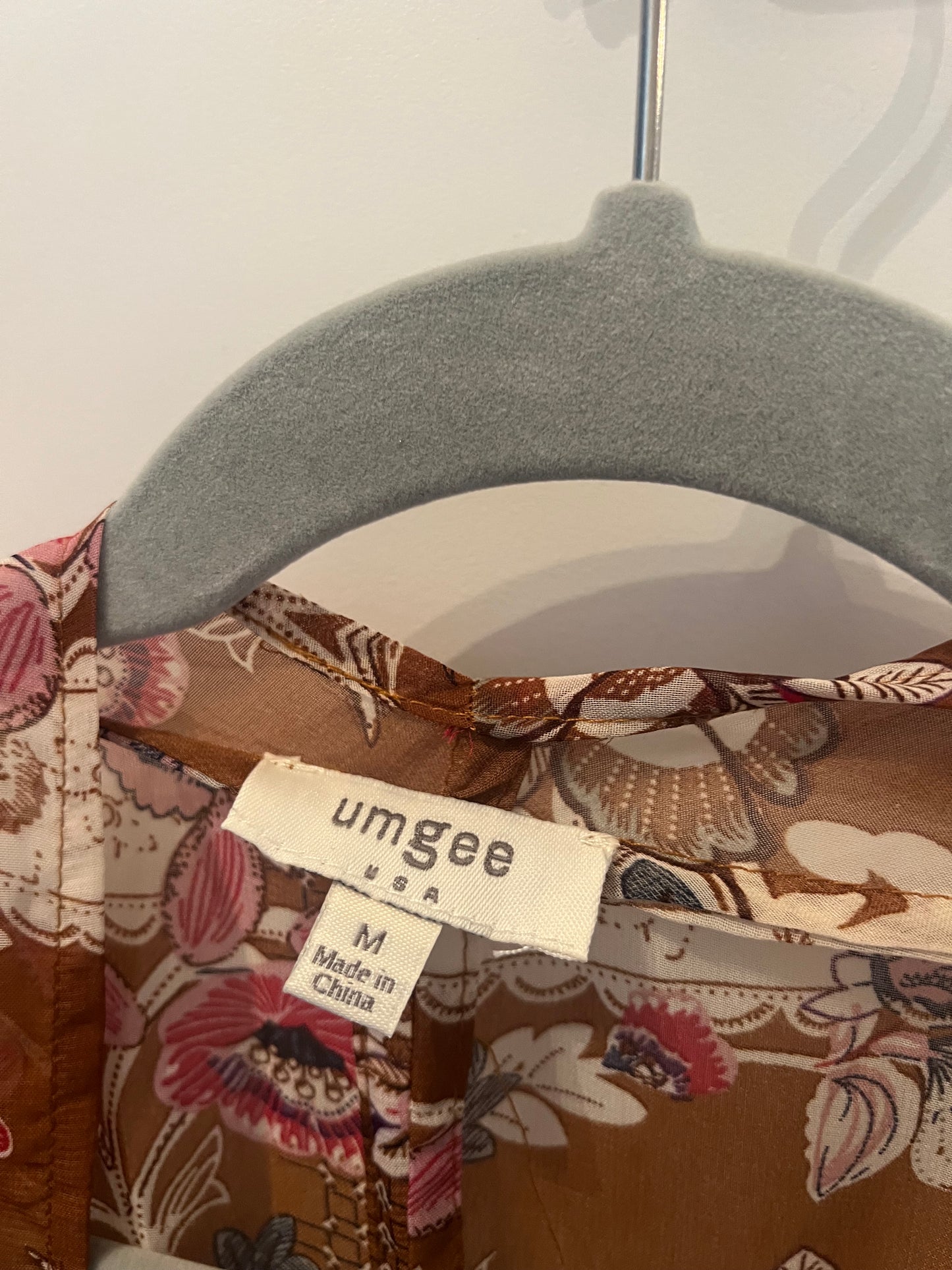 Umgee Floral Duster Kimono Women’s Size Medium Brown