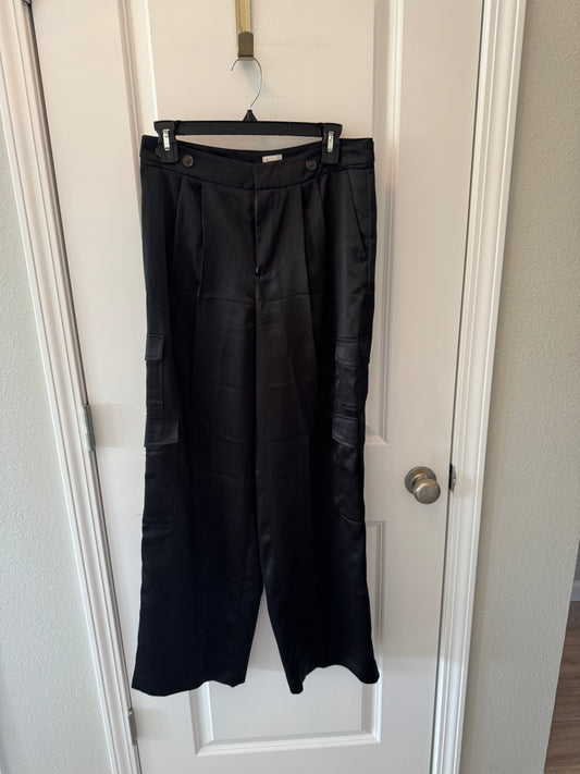 A New Day High Rise Satin Wide Leg Pants Women’s Size 6 Black