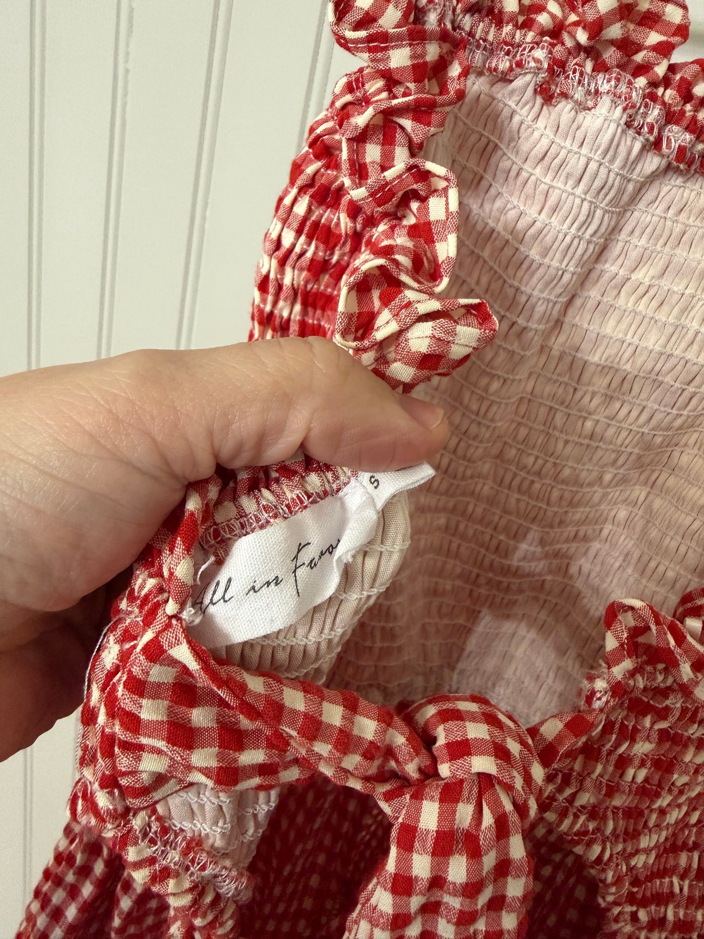 All in Favor Red Gingham Dress Size Small