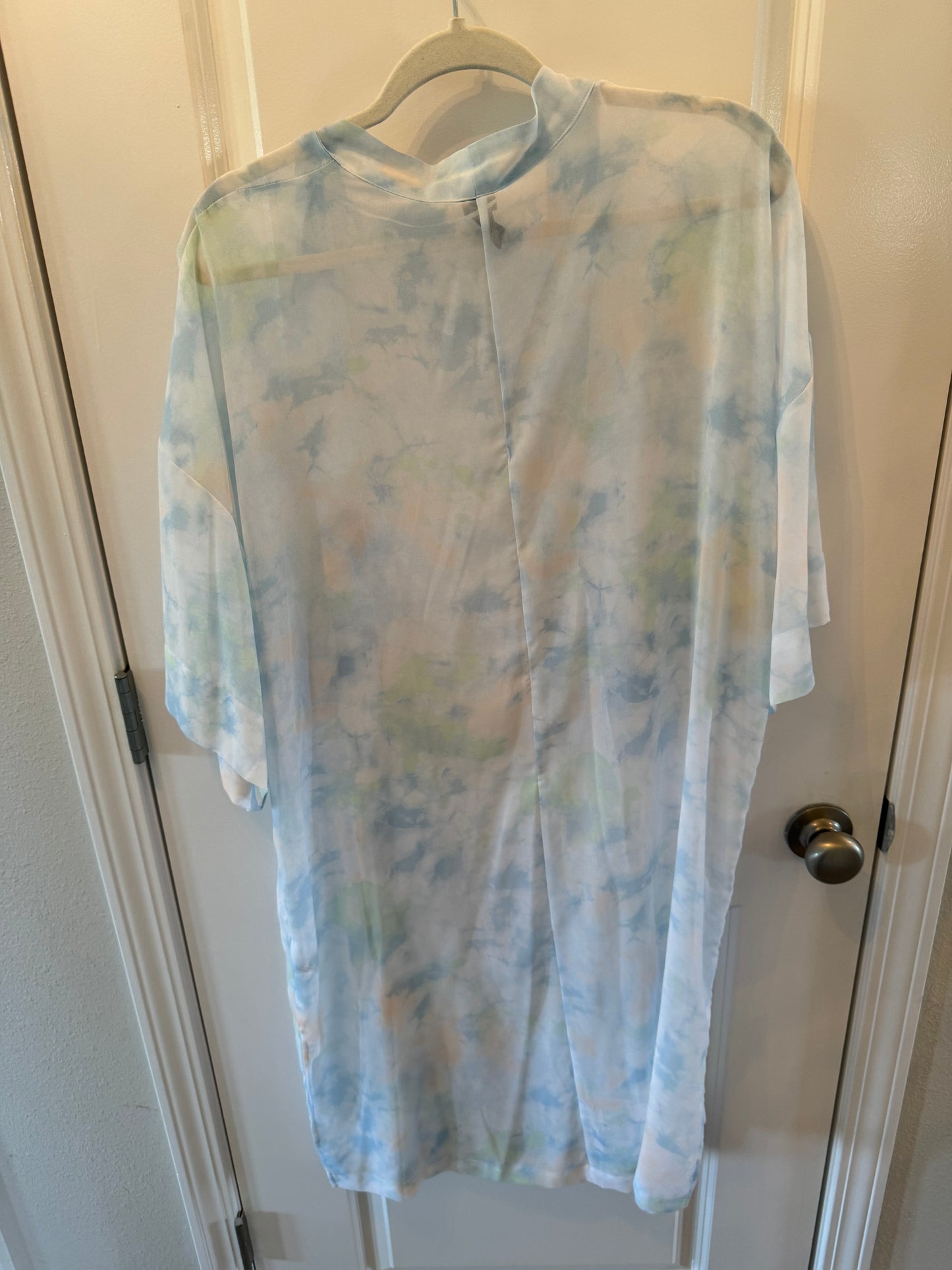 Wild Fable Sheer Floral Long Kimono Women’s One Size White Blue