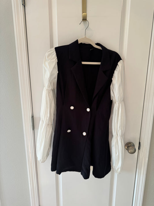 Blazer Dress w Lantern Sleeves Women’s Small Black