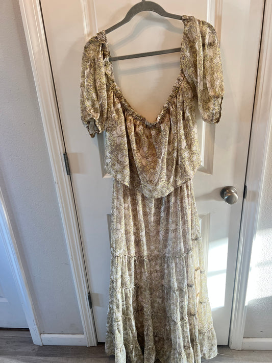 Lovestitch Floral Maxi Dress Women’s Large Tan NWT