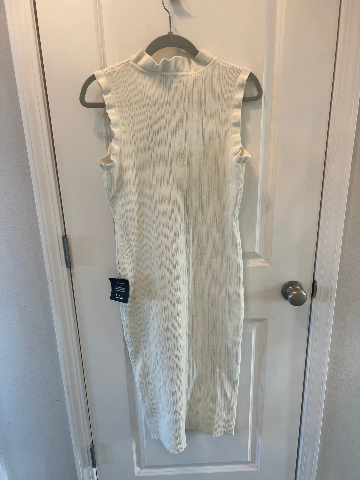 Lulus Ribbed High Neck Knit Dress Women’s Size Large Cream