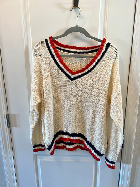 Varsity Sweater Women’s Size Medium Cream