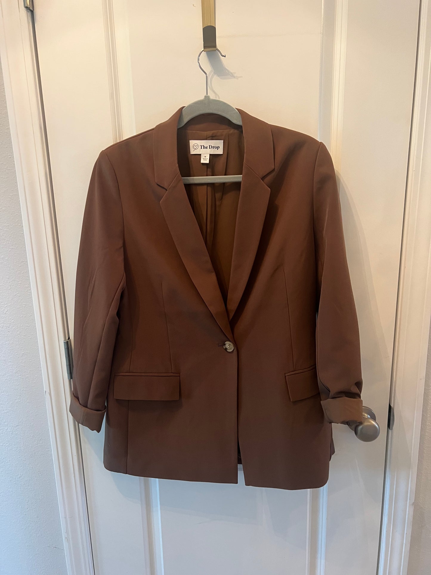 The Drop Blake Long Blazer Women's Size Medium 8-10 Brown