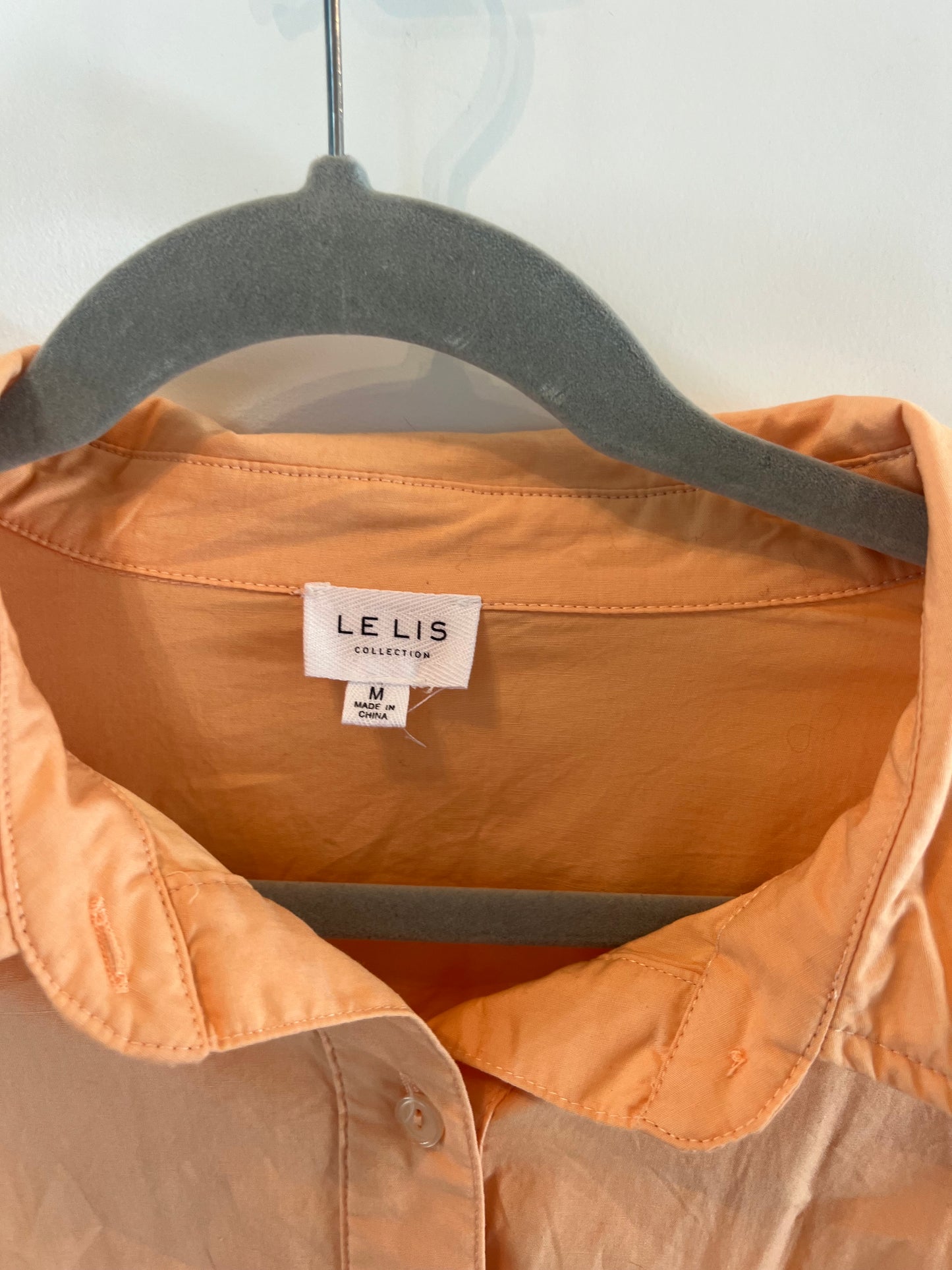 Le Lis Button Front Long Sleeve Shirt Women’s Size Medium Orange Sherbet