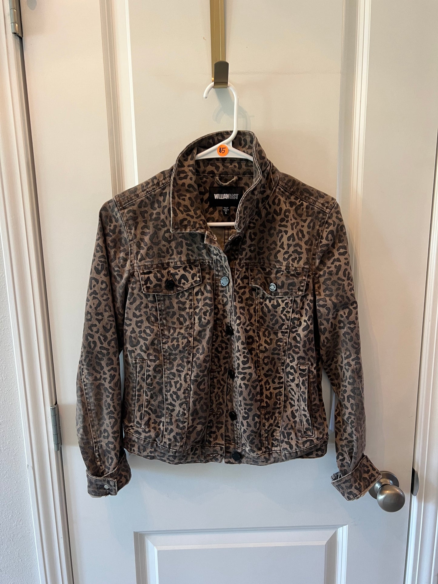 William Rast Leopard Jean Jacket Women’s Size Small Brown