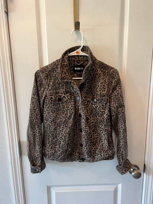 William Rast Leopard Jean Jacket Women’s Size Small Brown