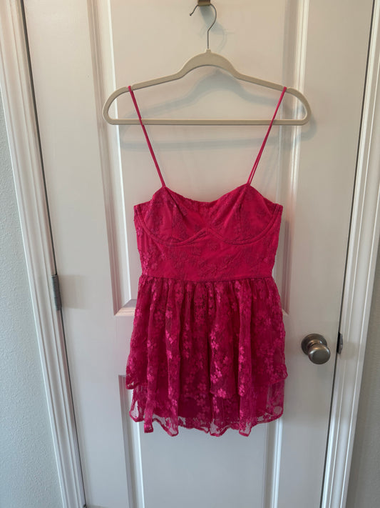 Revolve Lovers and Friends Jia Mini Dress Women’s Small Electric Pink NWT