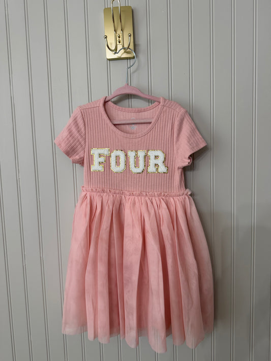 “FOUR” Dress w Tutu Toddler Size 4T